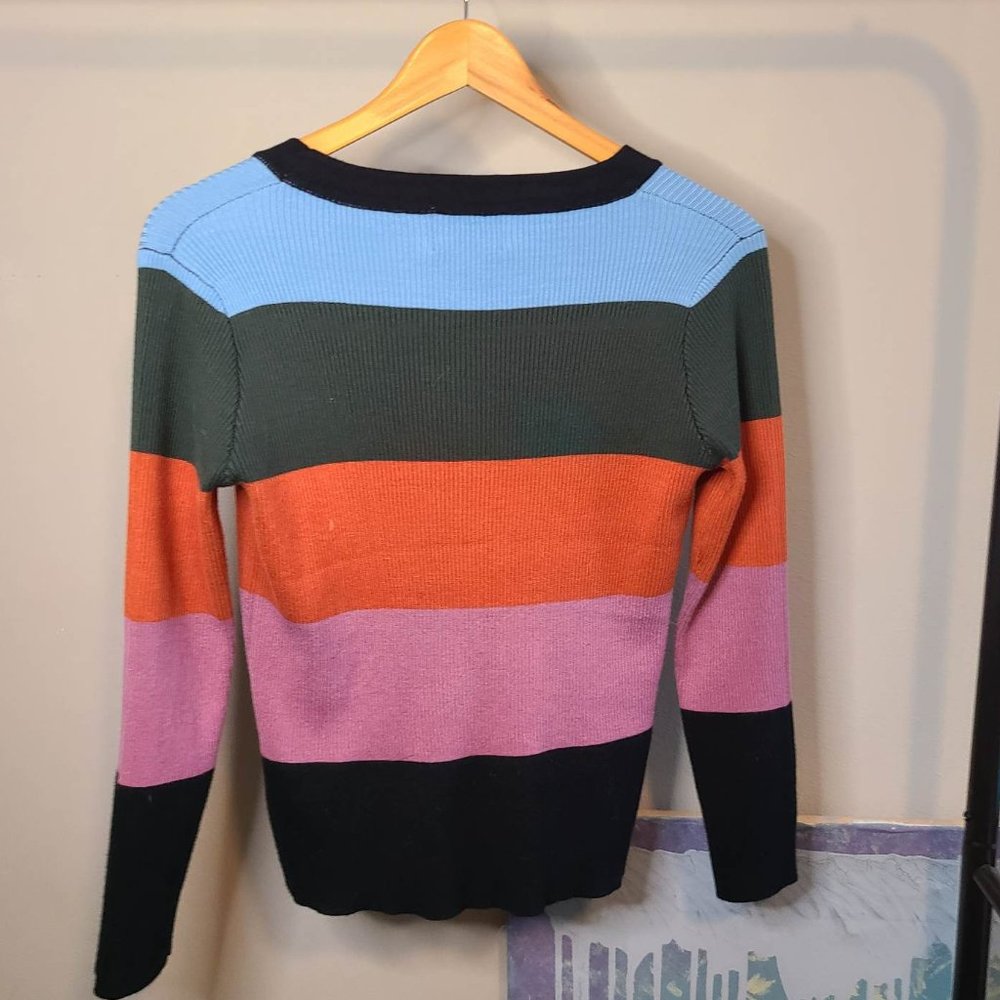 Color Block Button-Up Sweater - image 2